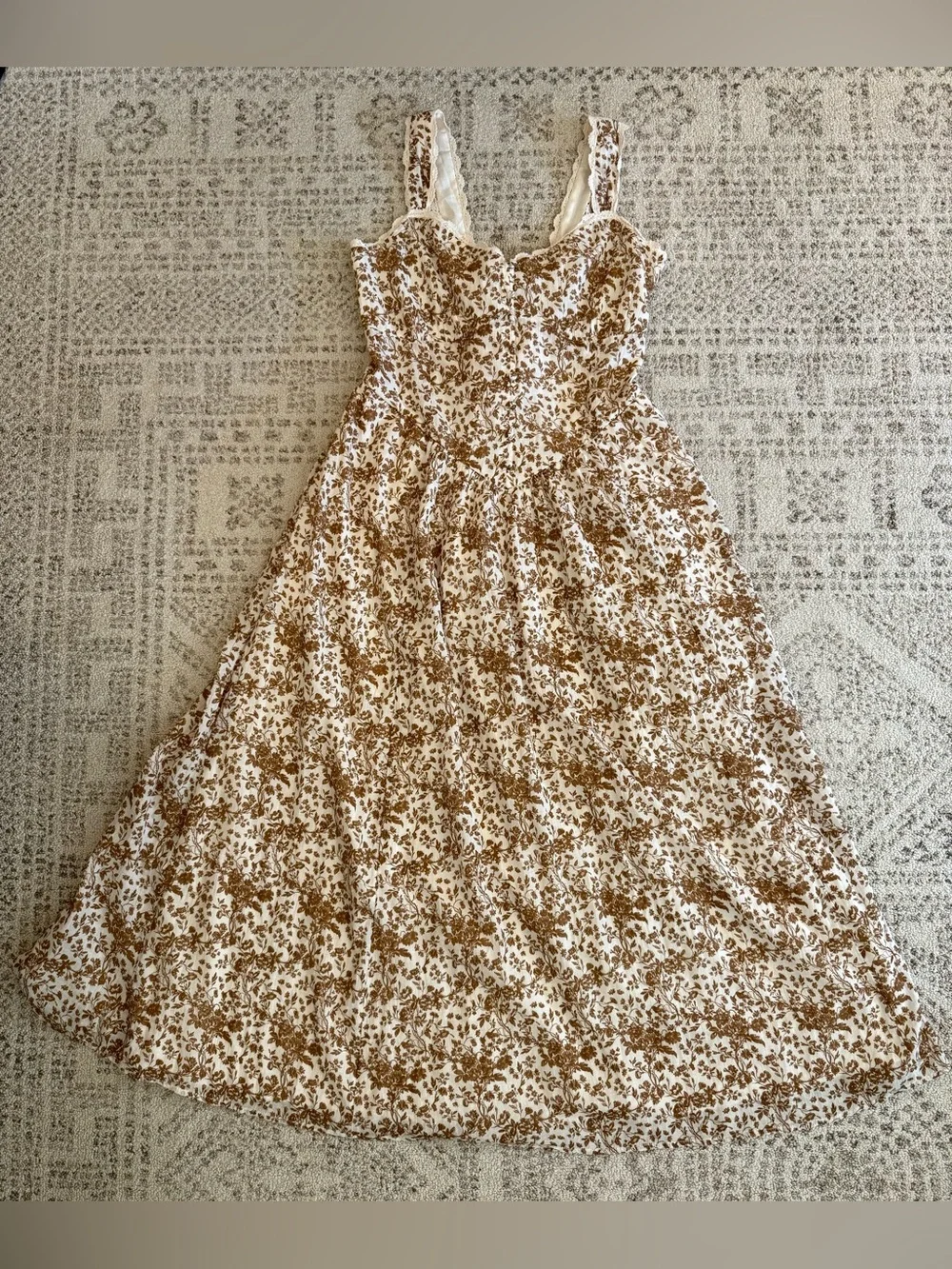 NWT American Eagle Sundress Sz L Cottagecore Corset Back Floral - Picture 4 of 16